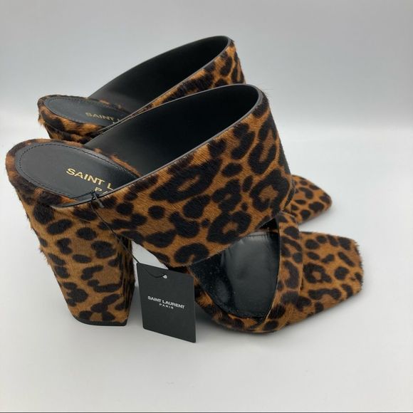 Saint Laurent OAK WOMENS PONY PRINT SANDAL SZ 37 US 7 - Picture 8 of 16